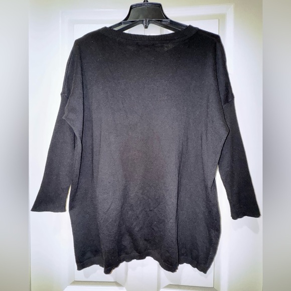 Angel WINK & SMILE EMOJI PULLOVER Black Sweater Smiley Face Size oversized XS - Picture 3 of 9